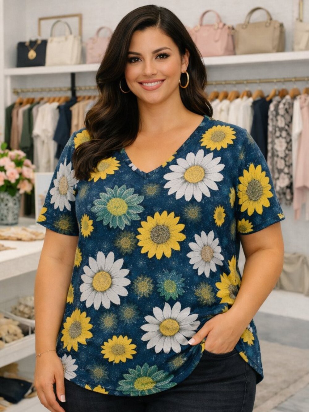Parsley & Sage Floral Top – Size 2X